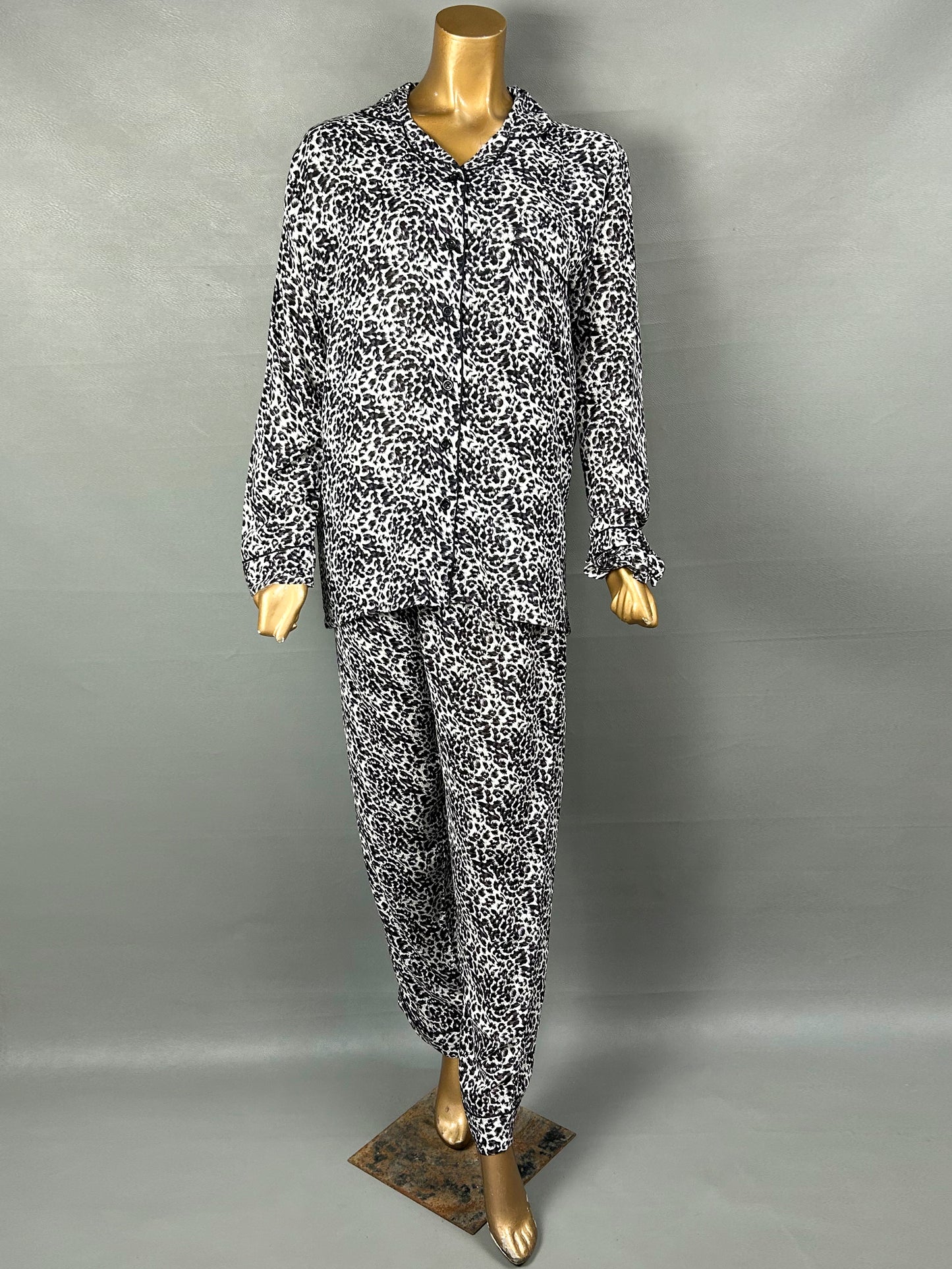 Black Linen Printed Night Suit For Women WNS14