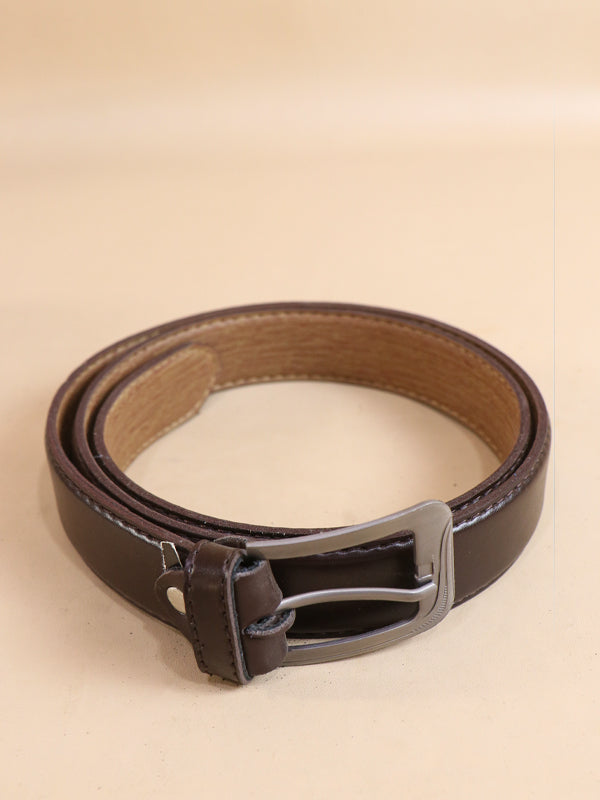Dark Brown Faux Leather Belt For Men's