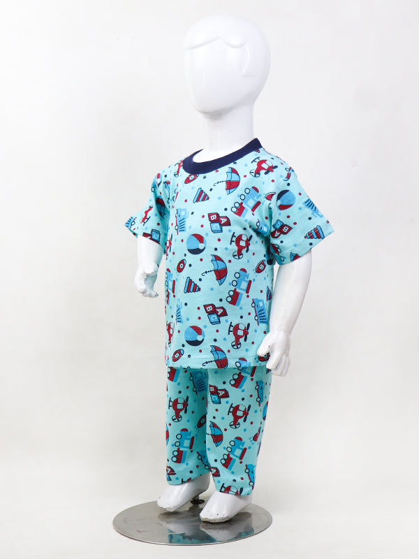 NG Kids Jersey Night Suit 1Yrs - 8Yrs Light Ferozi
