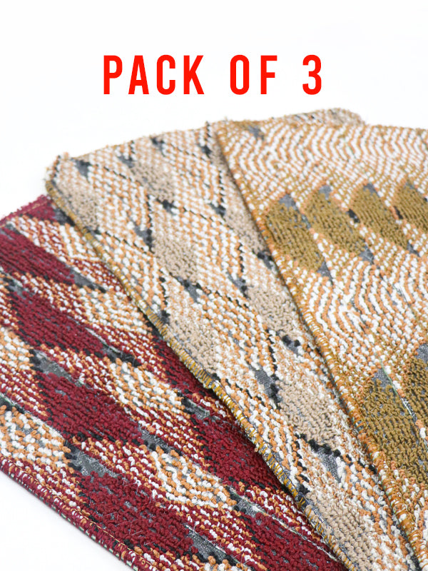 Pack Of 3 Floor Mat | Room Mat 01 - Multicolor & Multidesign- 14" × 24"