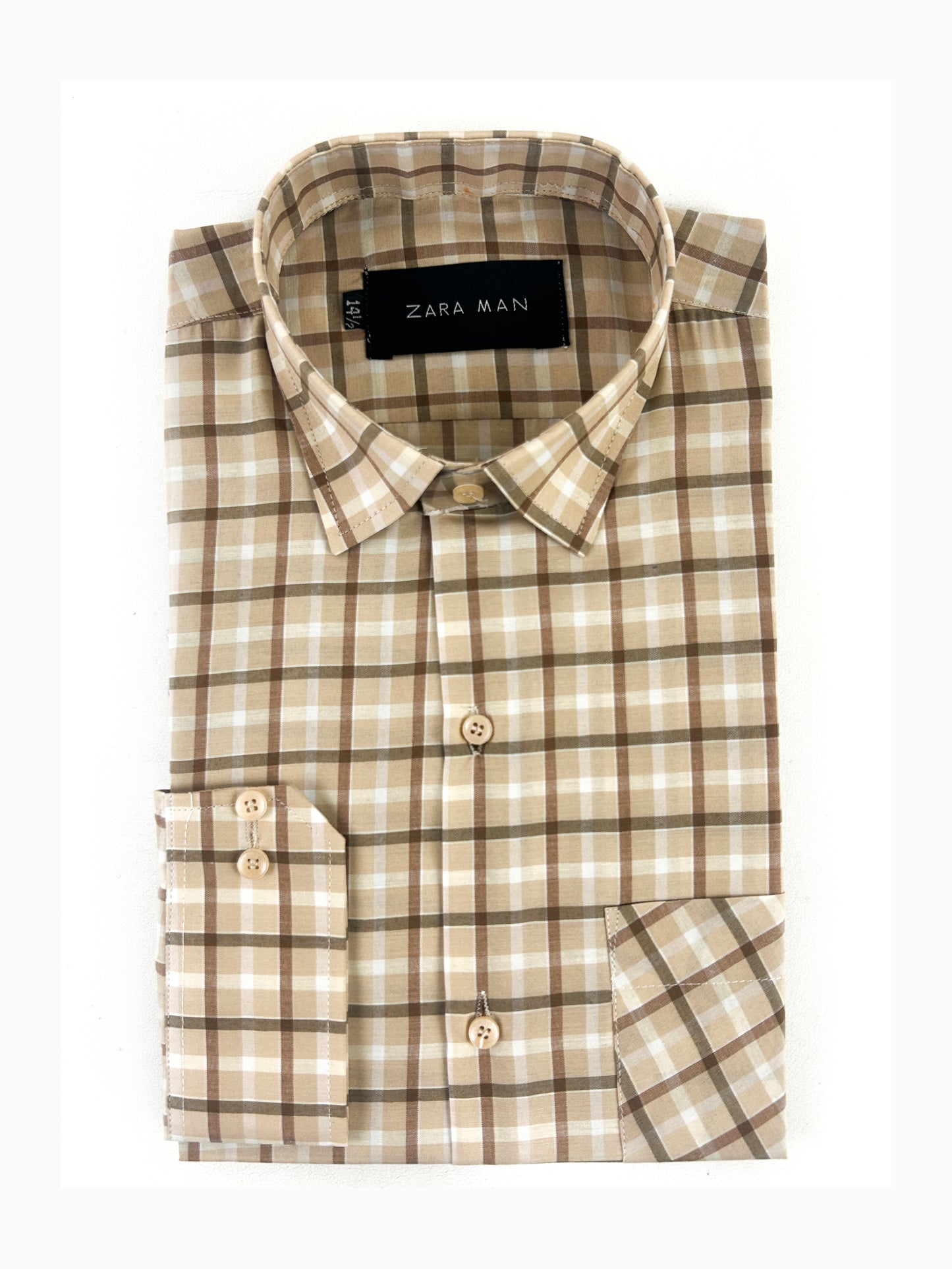 Fawn Checks Formal Dress Shirt For Men MFS337