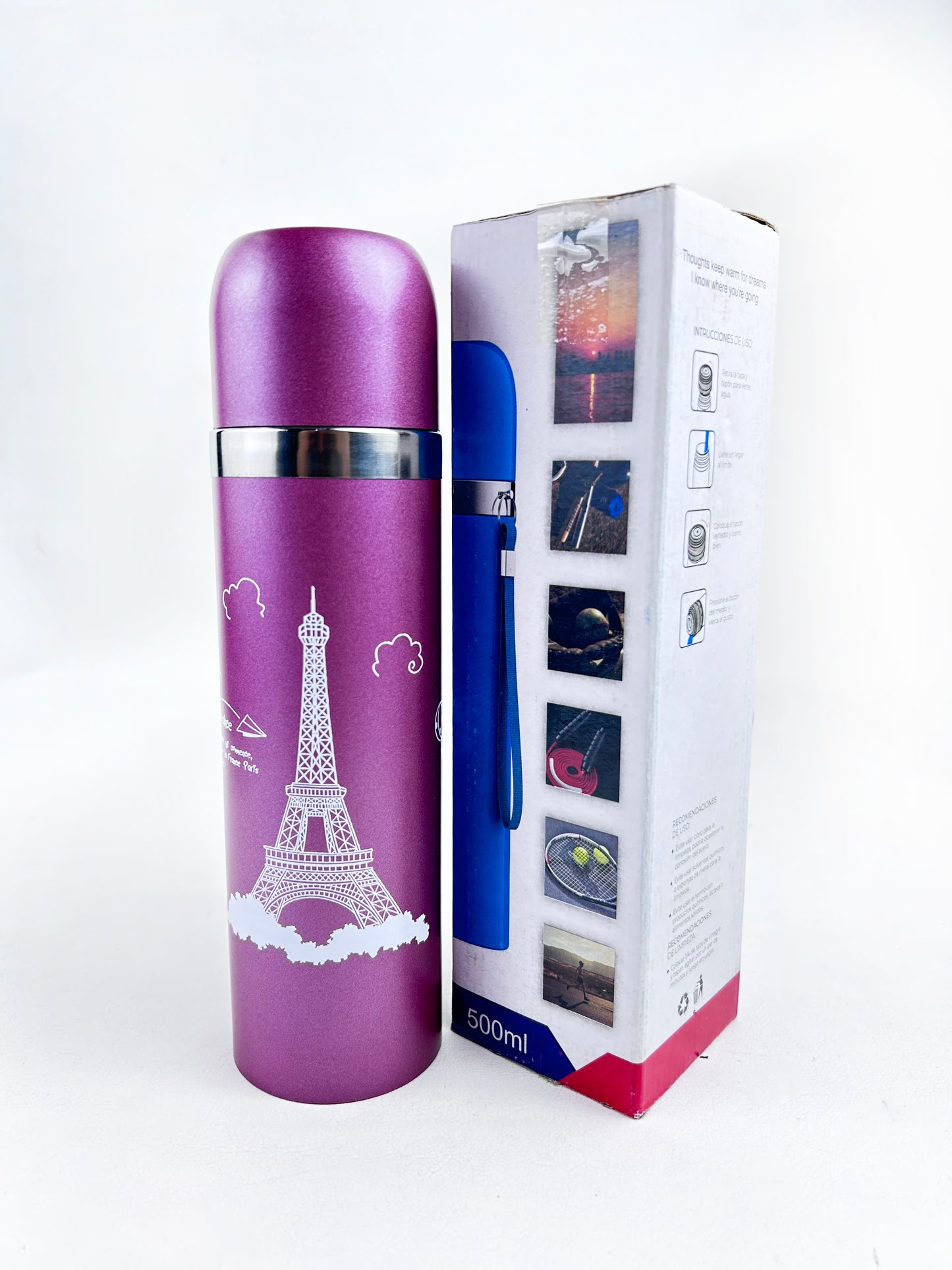 Pink Stainless Steel Eiffel Tower Bottle 500 ML D-63