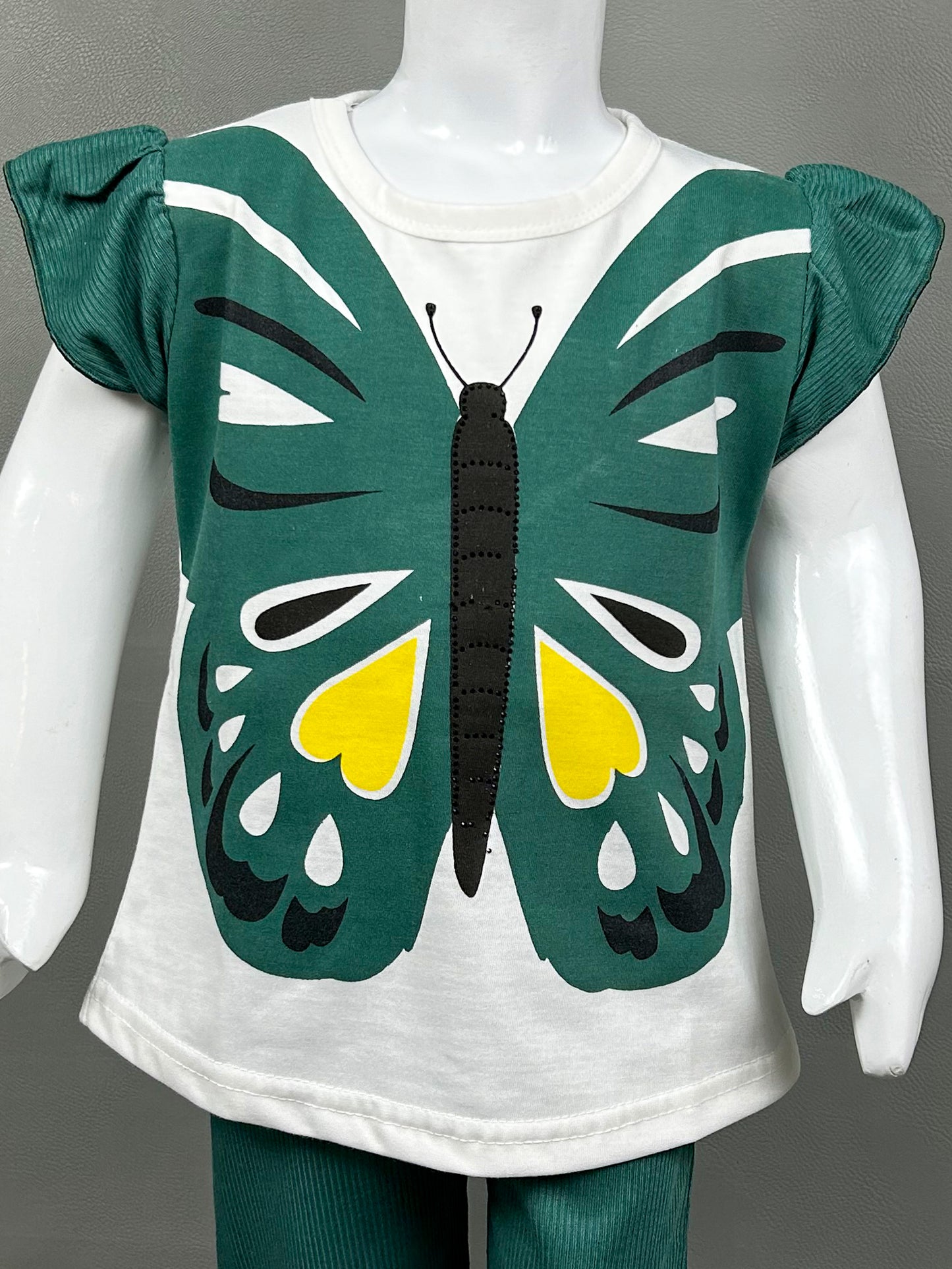 2Yr - 6Yrs Butterfly Dark Green Suit For Girls SK GS207