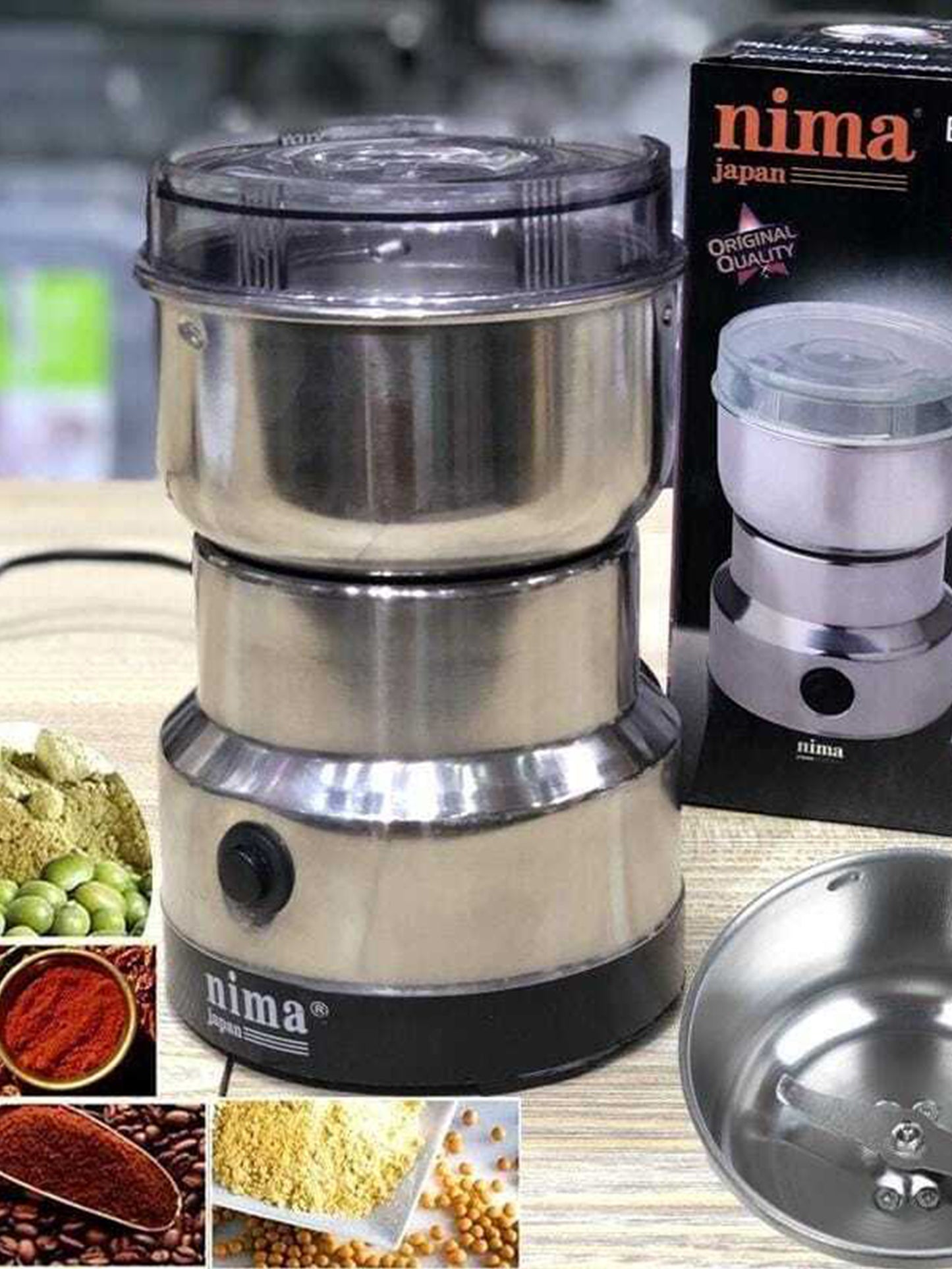 Nima Japan Electric Grinder with Stainless Steel Body Metal blades MA66