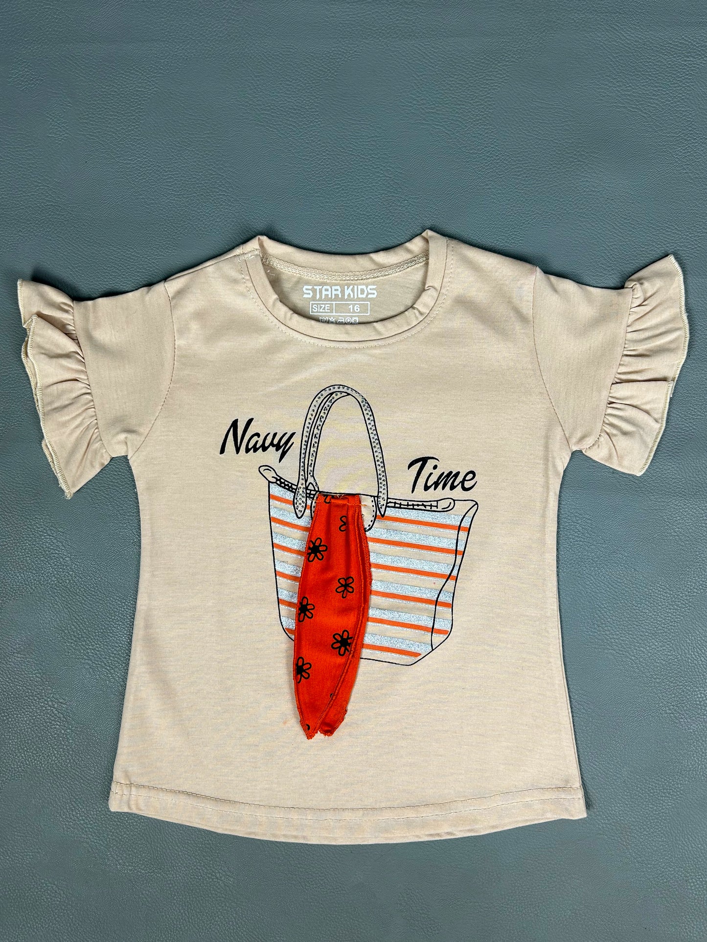 2.5Yrs - 7Yrs Time Light Beige T-Shirt For Girls SK GTS35