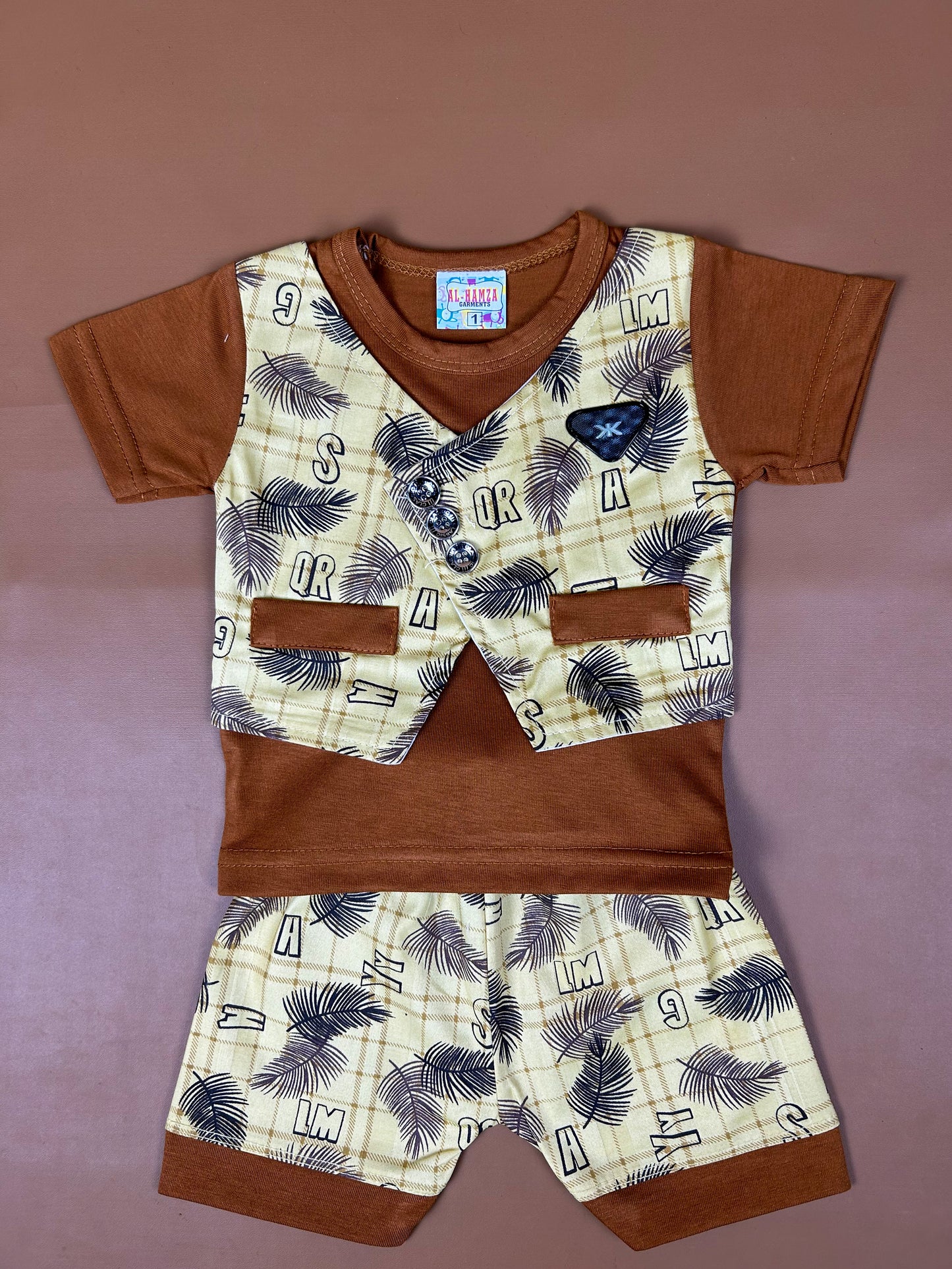 0Mth - 6Mth Dark Brown Baba Suit For Newborns NBS343