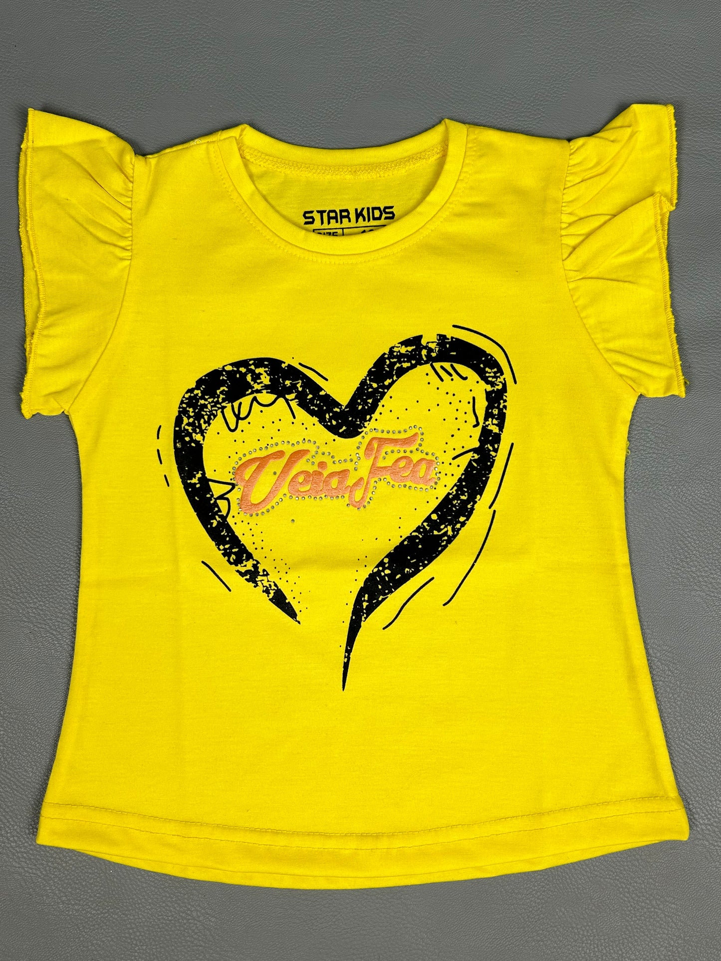 2.5Yrs - 7Yrs Heart Bright Yellow T-Shirt For Girls SK GTS44