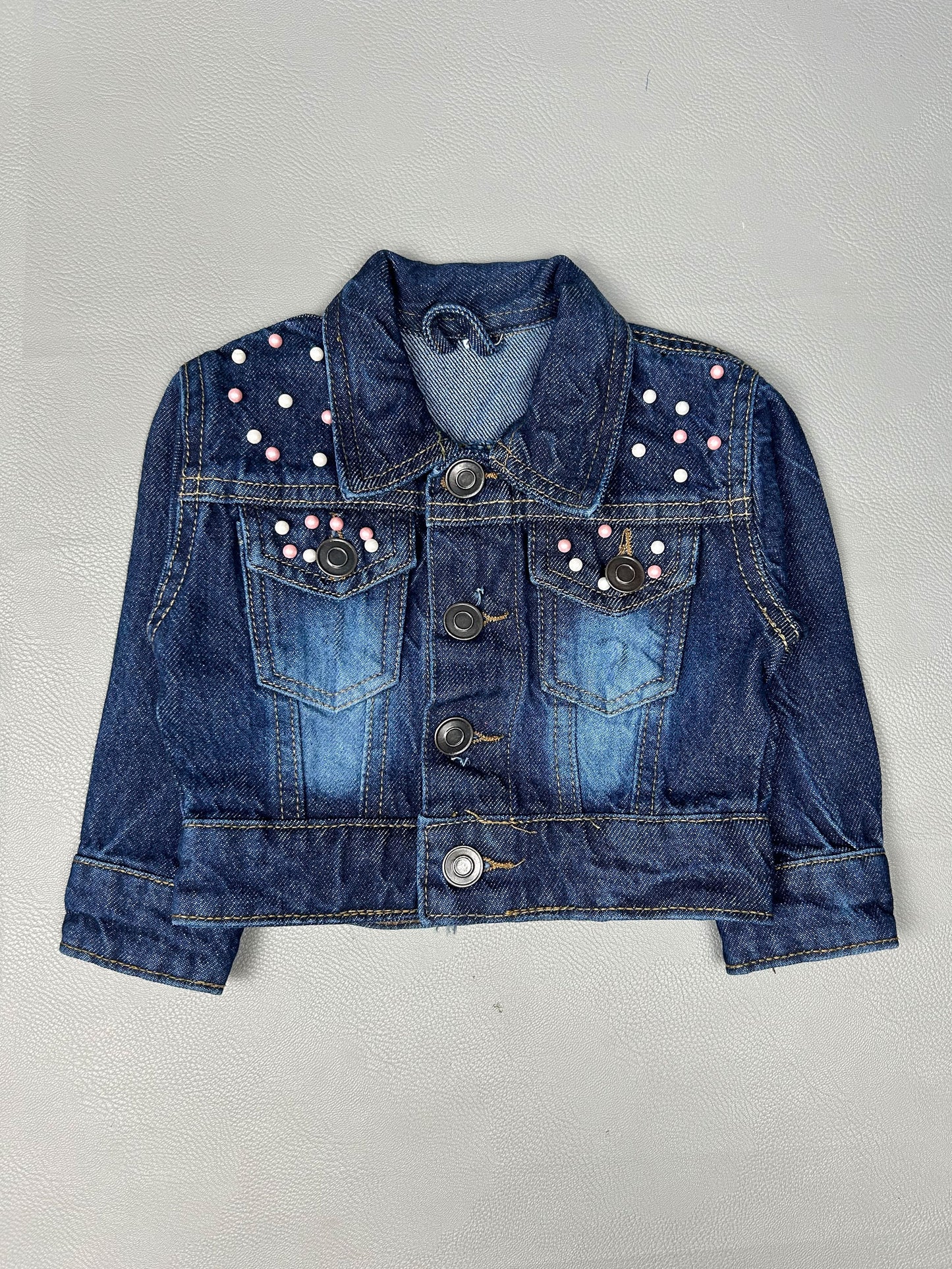 2Yrs- 6Yrs Faded Dark Blue Denim Jacket For Girls KJ36
