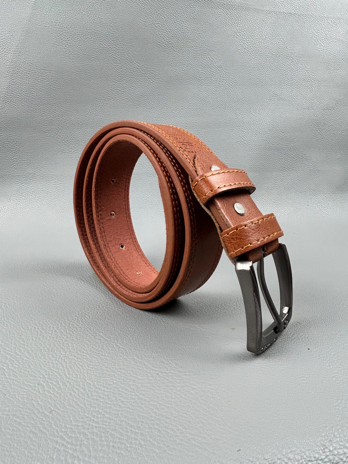 Light Brown Faux Leather Belt For Men MB26