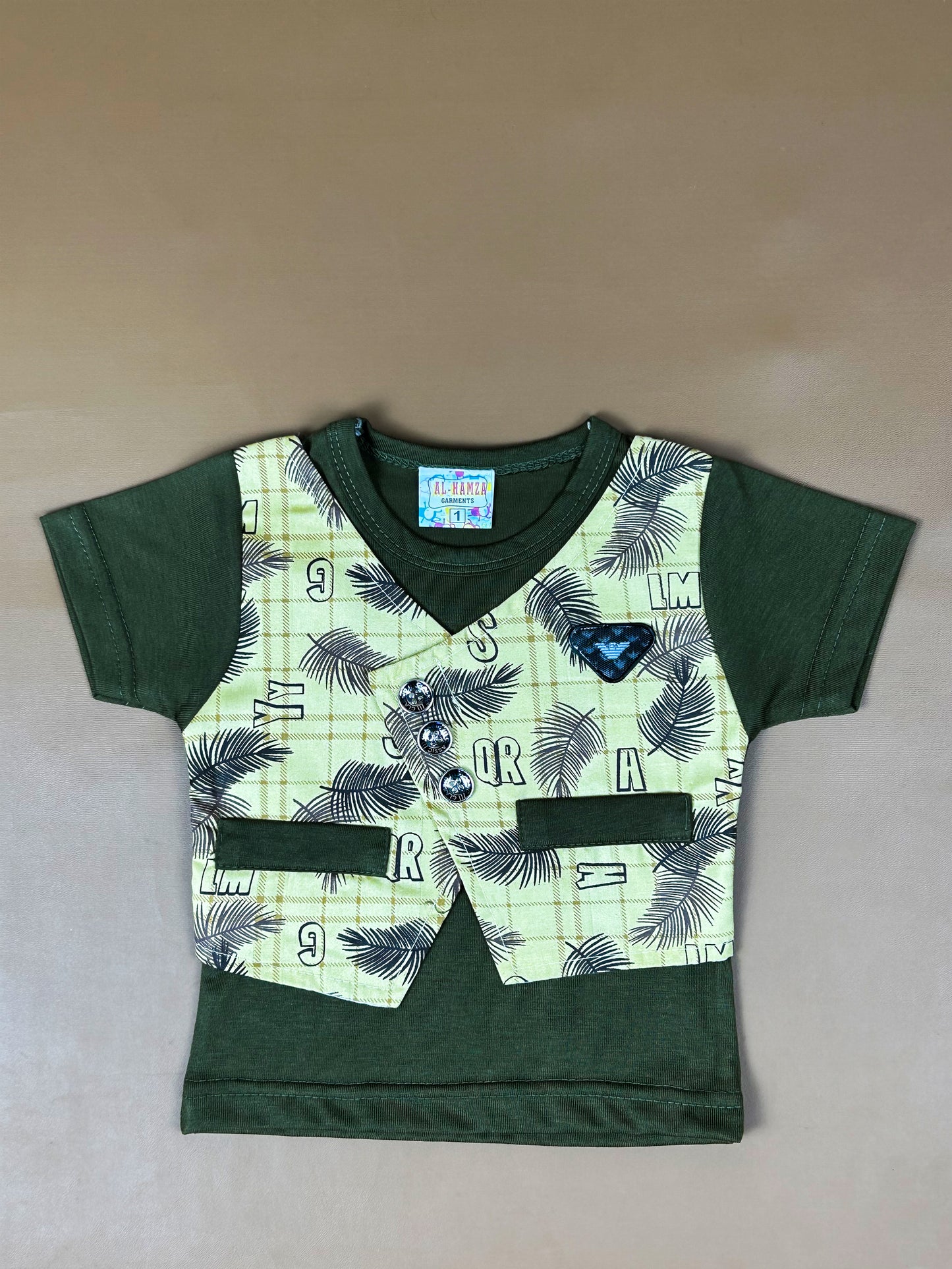 0Mth - 6Mth Dark Green Baba Suit For Newborns NBS345