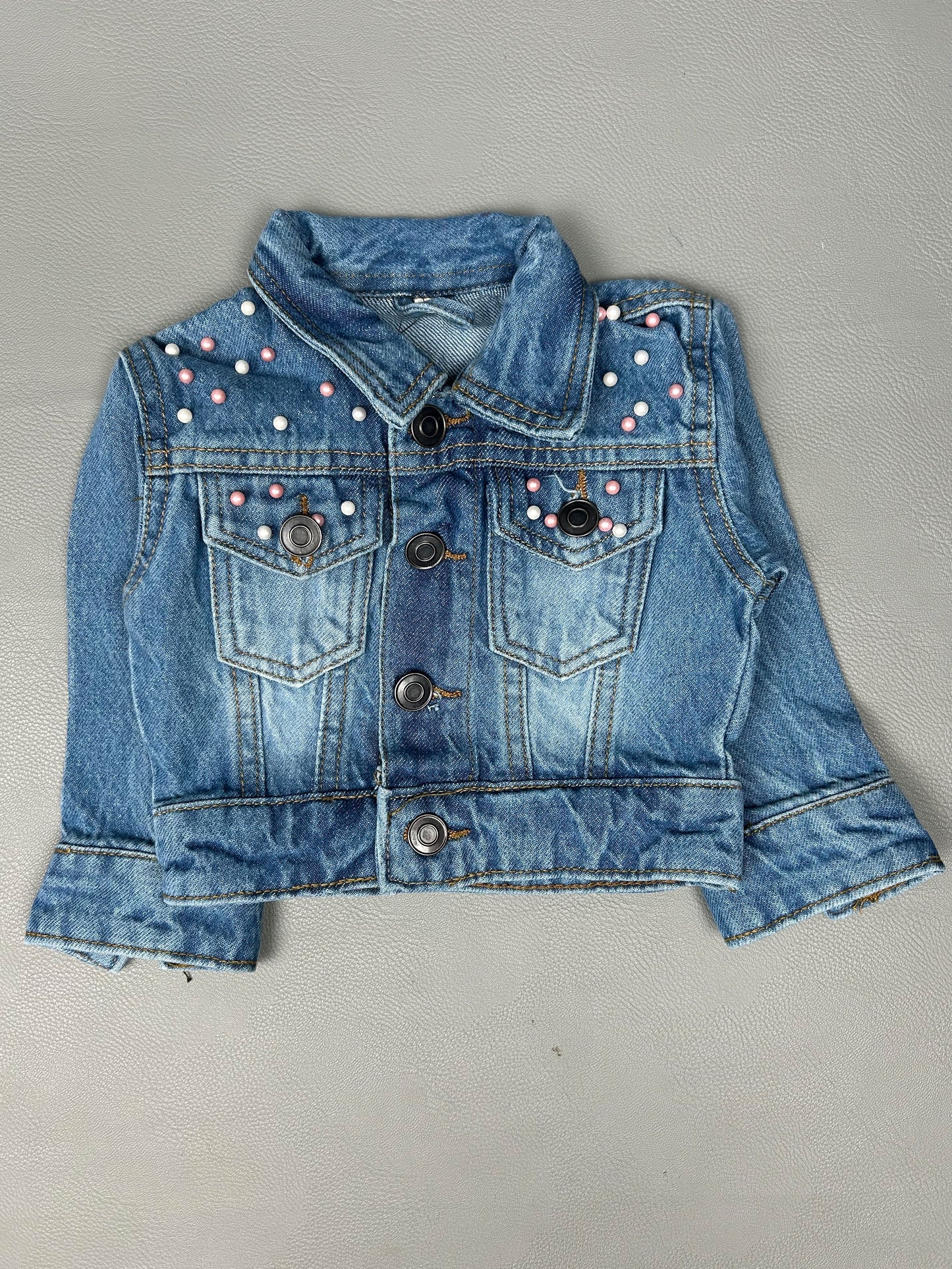 6Mth- 8Yrs Faded Light Blue Denim Jacket For Girls KJ34