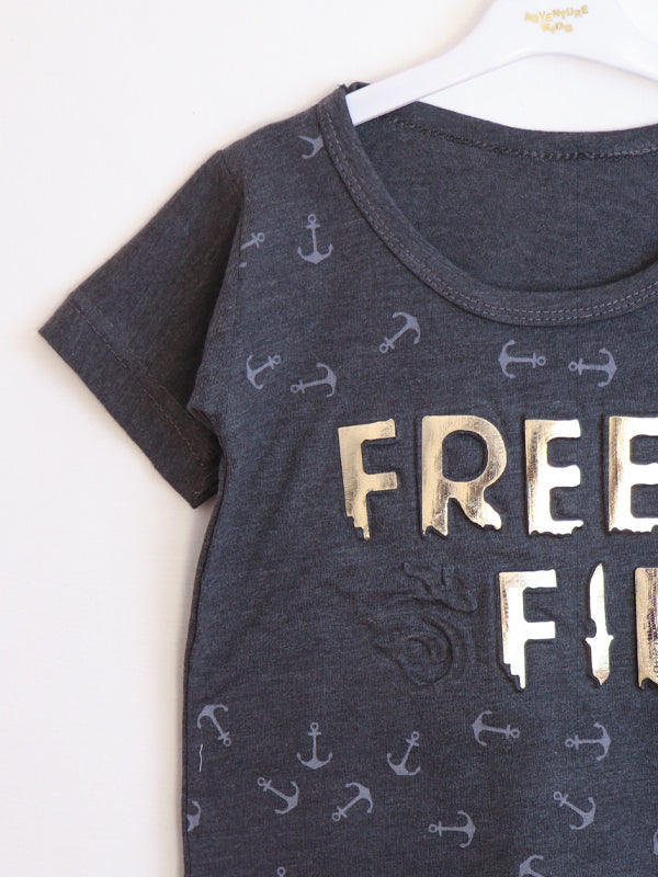 TB01 Boy T-Shirt 3 Yrs - 8 Yrs Free Fire Grey Blue