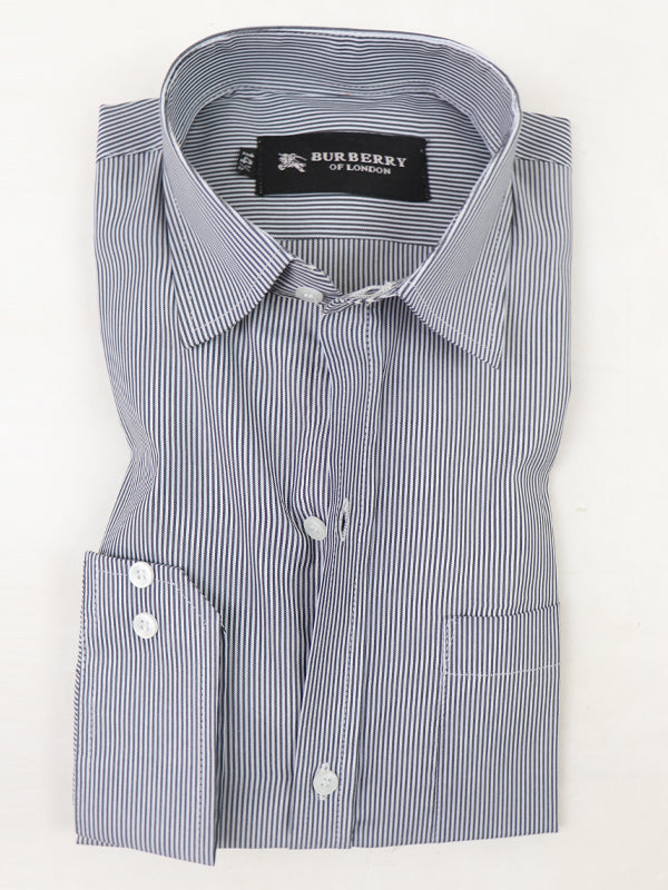MFS14 AN Men's Formal Dress Shirt Black Lines