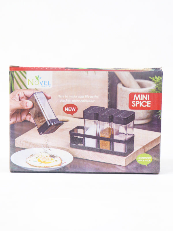 Novel Herb and Spice Rack with 4 Plastic Jar Bottles Fawn