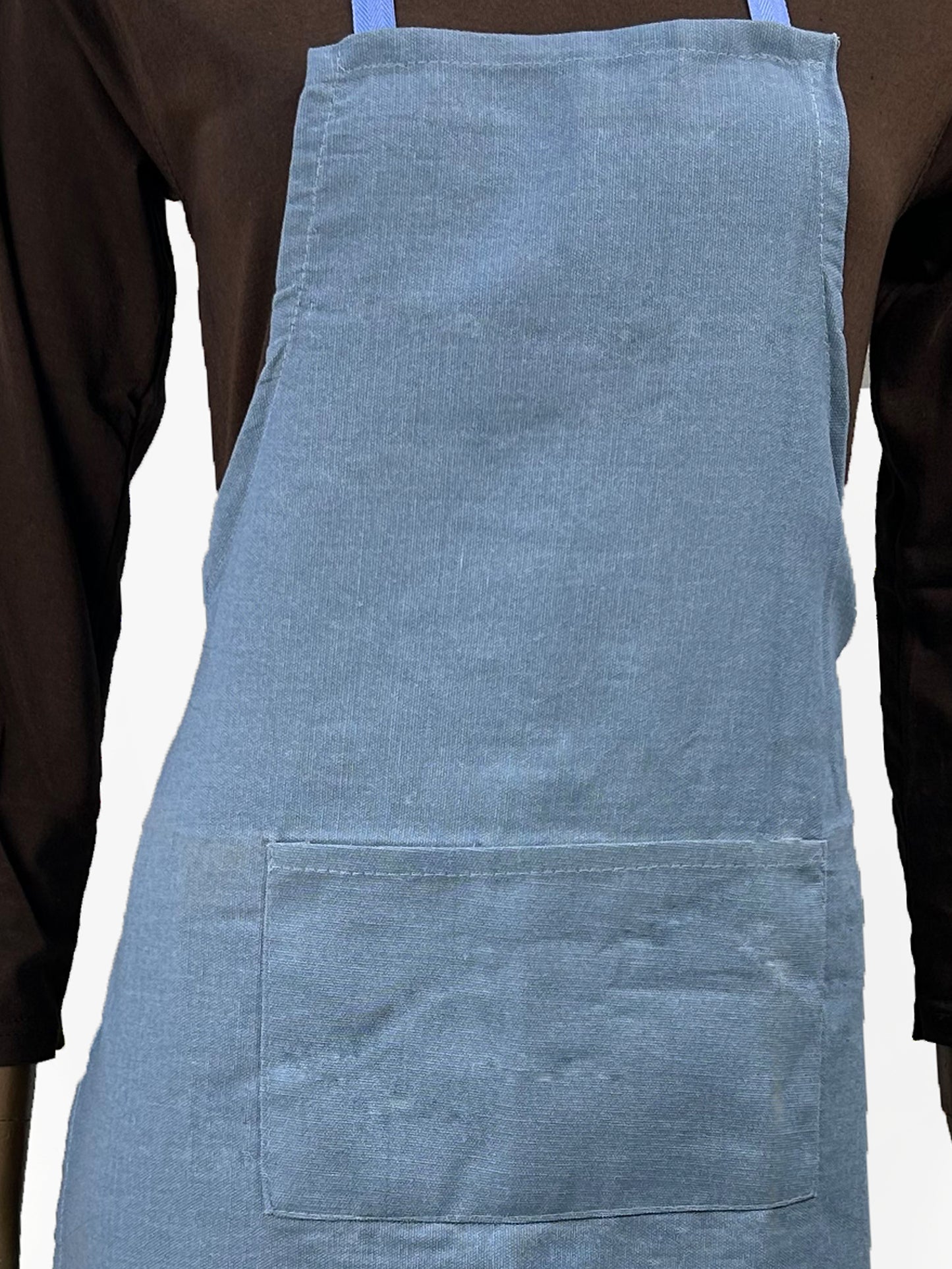 Light Blue Cotton Kitchen Cooking Apron With Front-Pocket KA15