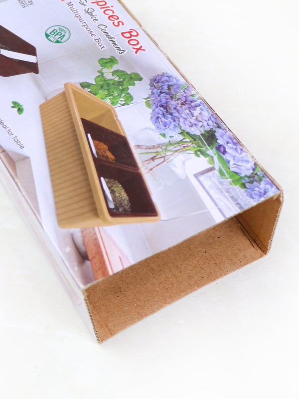 Set of 3 Spices Box with Tray & Spoons Pink