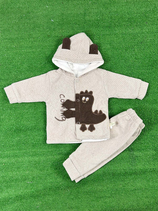 0Mth - 3Mth Fleece Brown Suit For Newborns NBS653