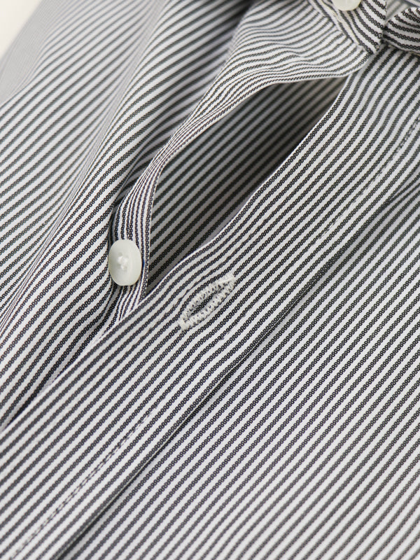 MFS14 AN Men's Formal Dress Shirt Black Lines