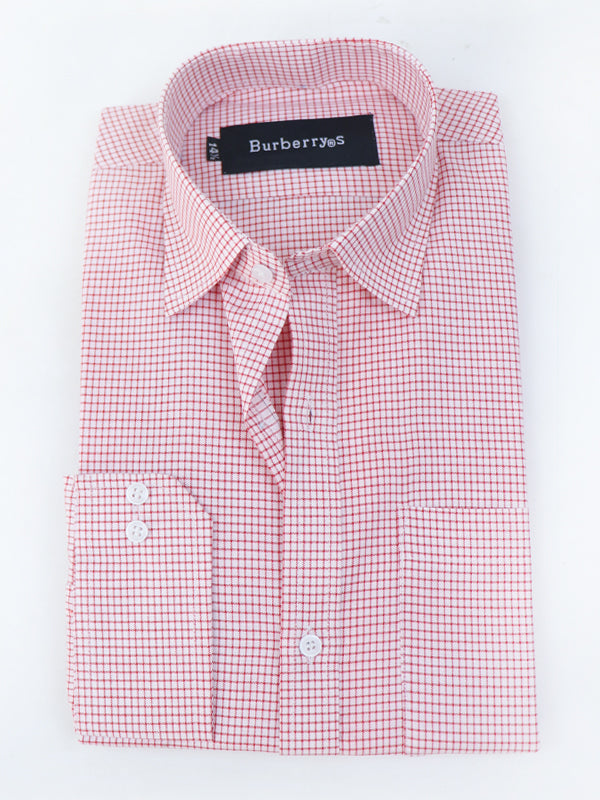 MFS12 Men's Formal Dress Shirt Pink Checks