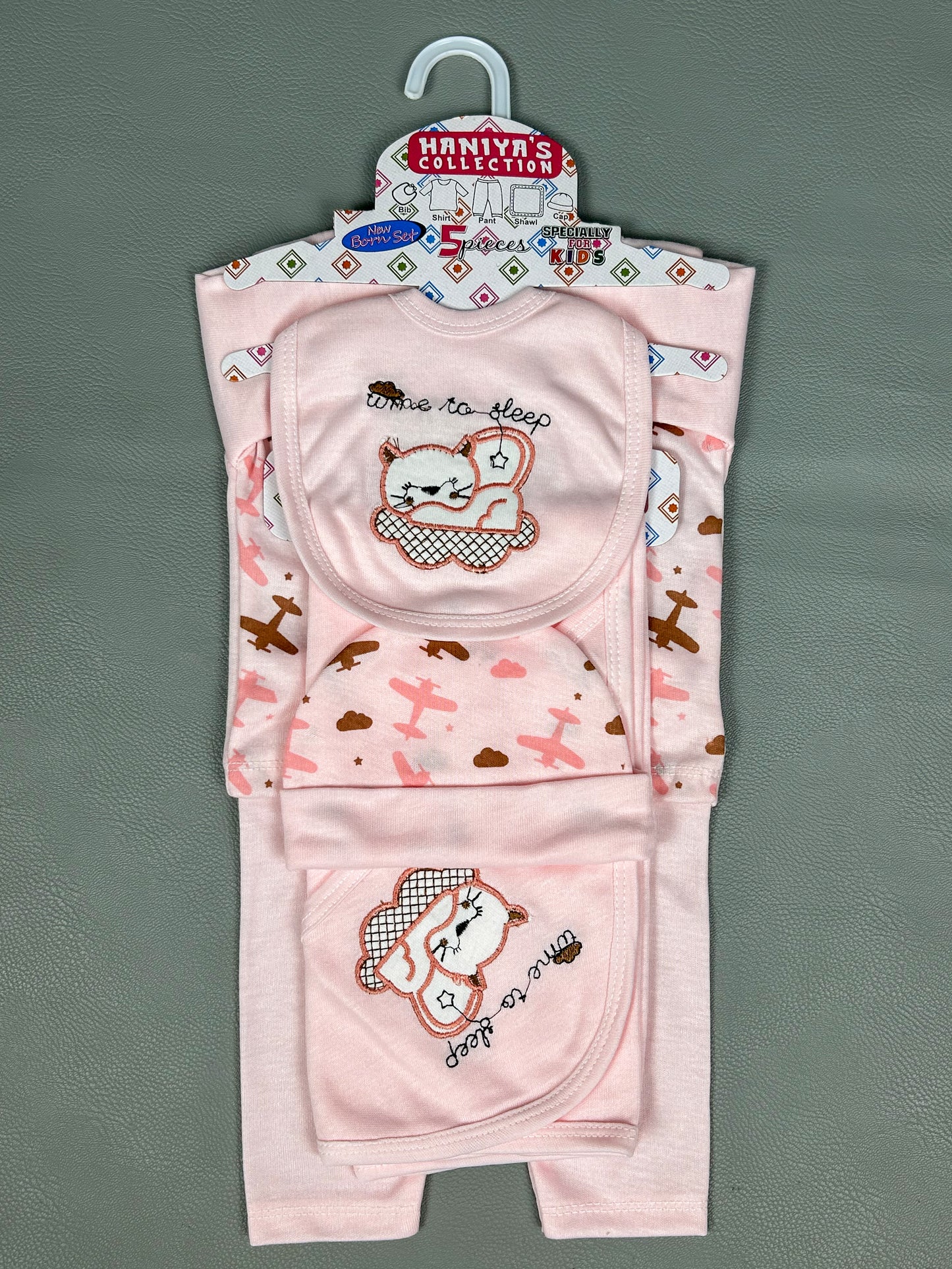 0Mth - 3Mth Sleep Light Pink 5Pcs Gift Set For Newborn HG NBGS154