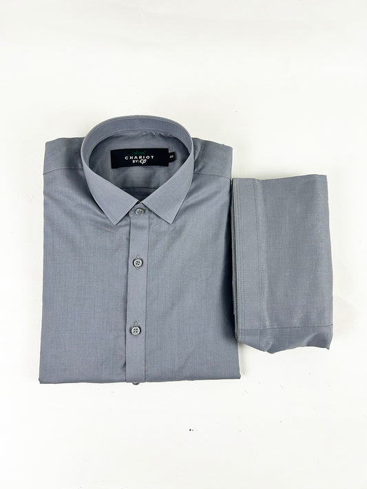 744-2 Grey 100% Cotton Stitched Suit Kameez Shalwar For Men MSK147