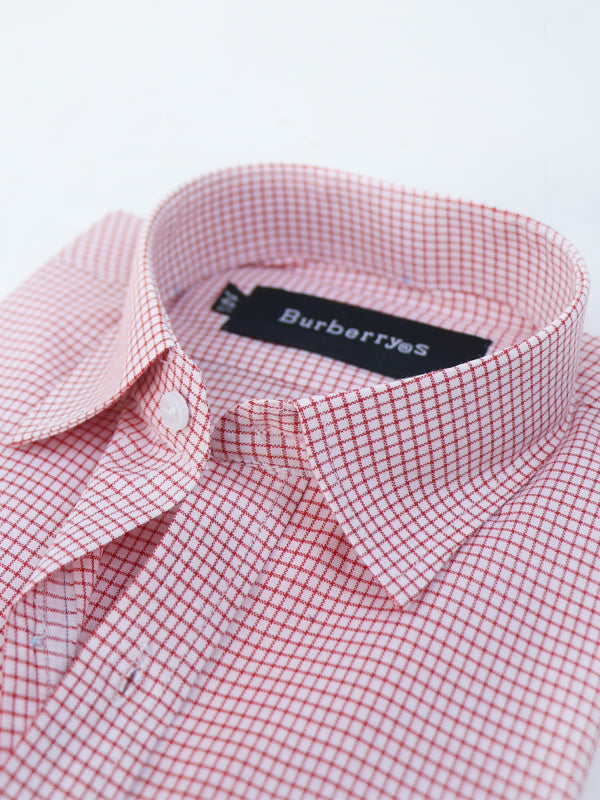MFS12 Men's Formal Dress Shirt Pink Checks