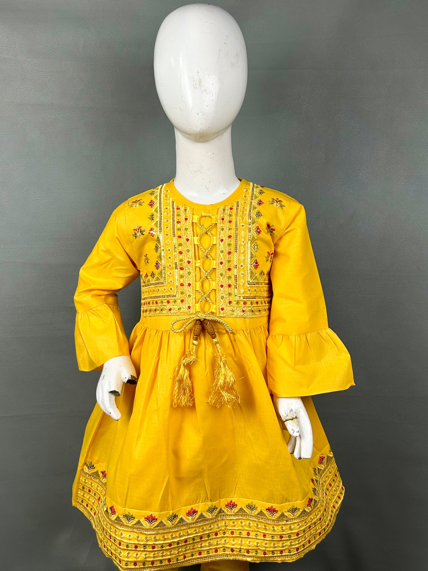 5Yr - 12Yrs Yellow Embroidered Suit For Girls RZ GS133