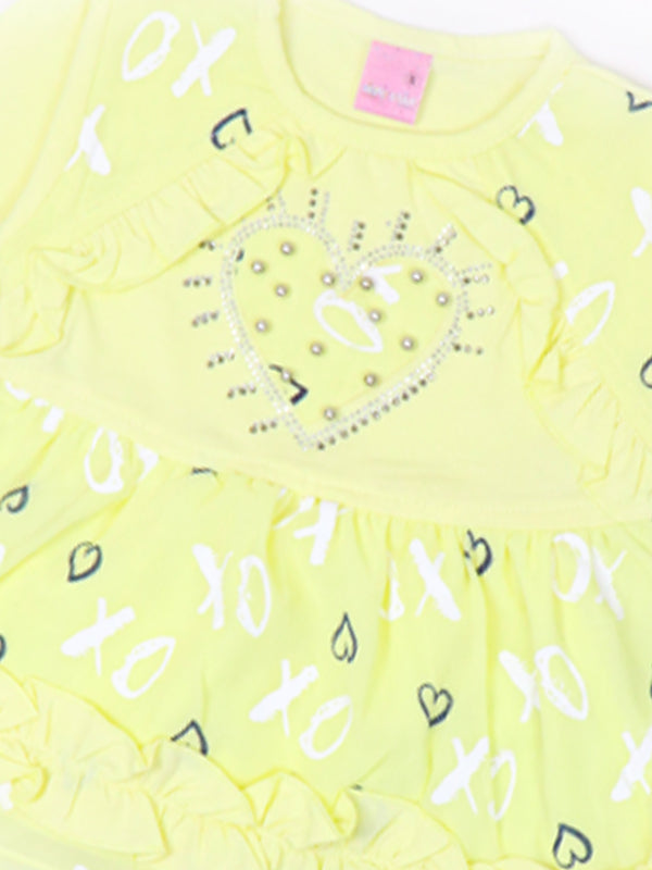 BG Girls Suit 1Yr - 4Yrs Heart Light Yellow