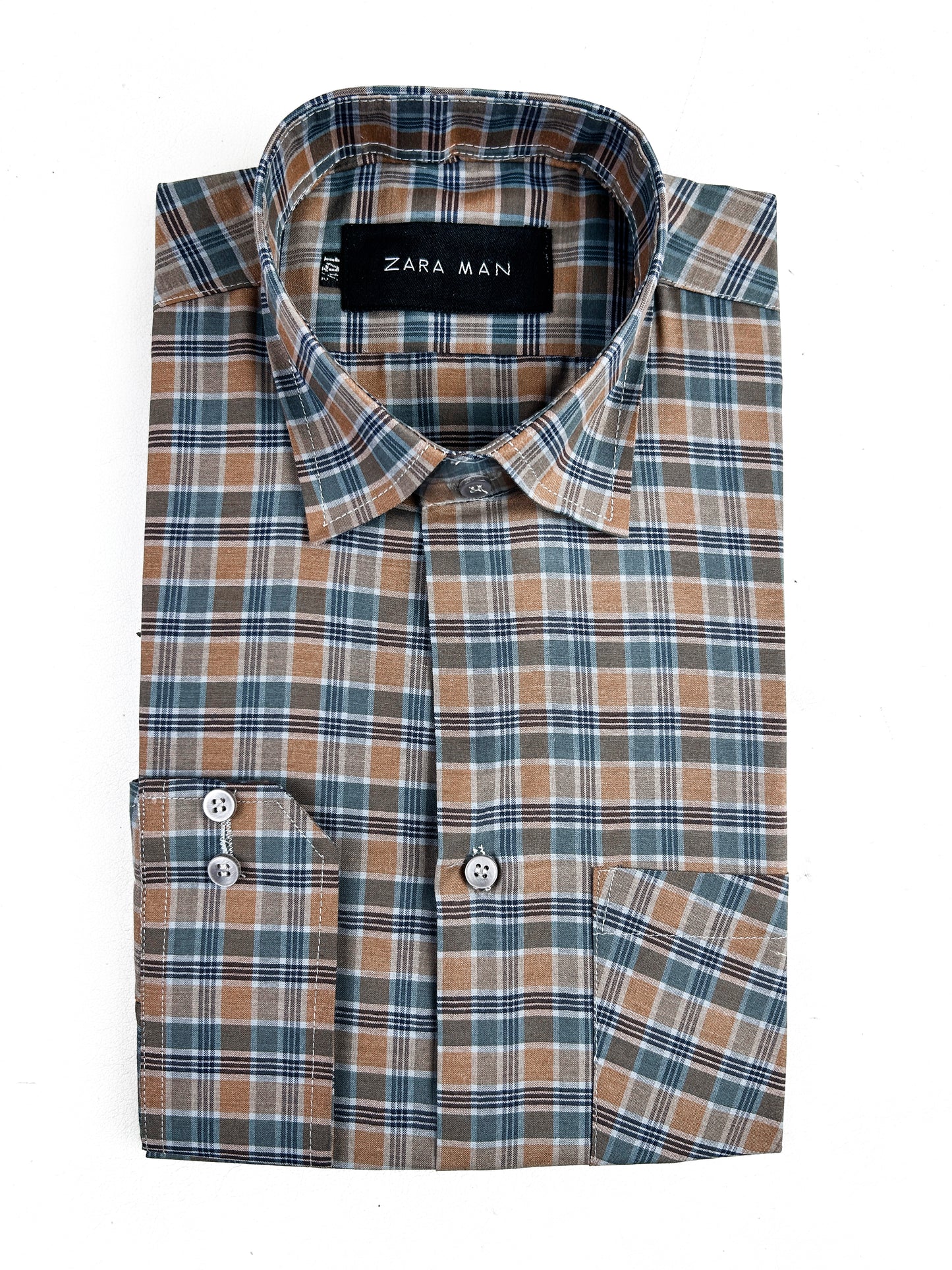Brown Checks Formal Dress Shirt For Men MFS327