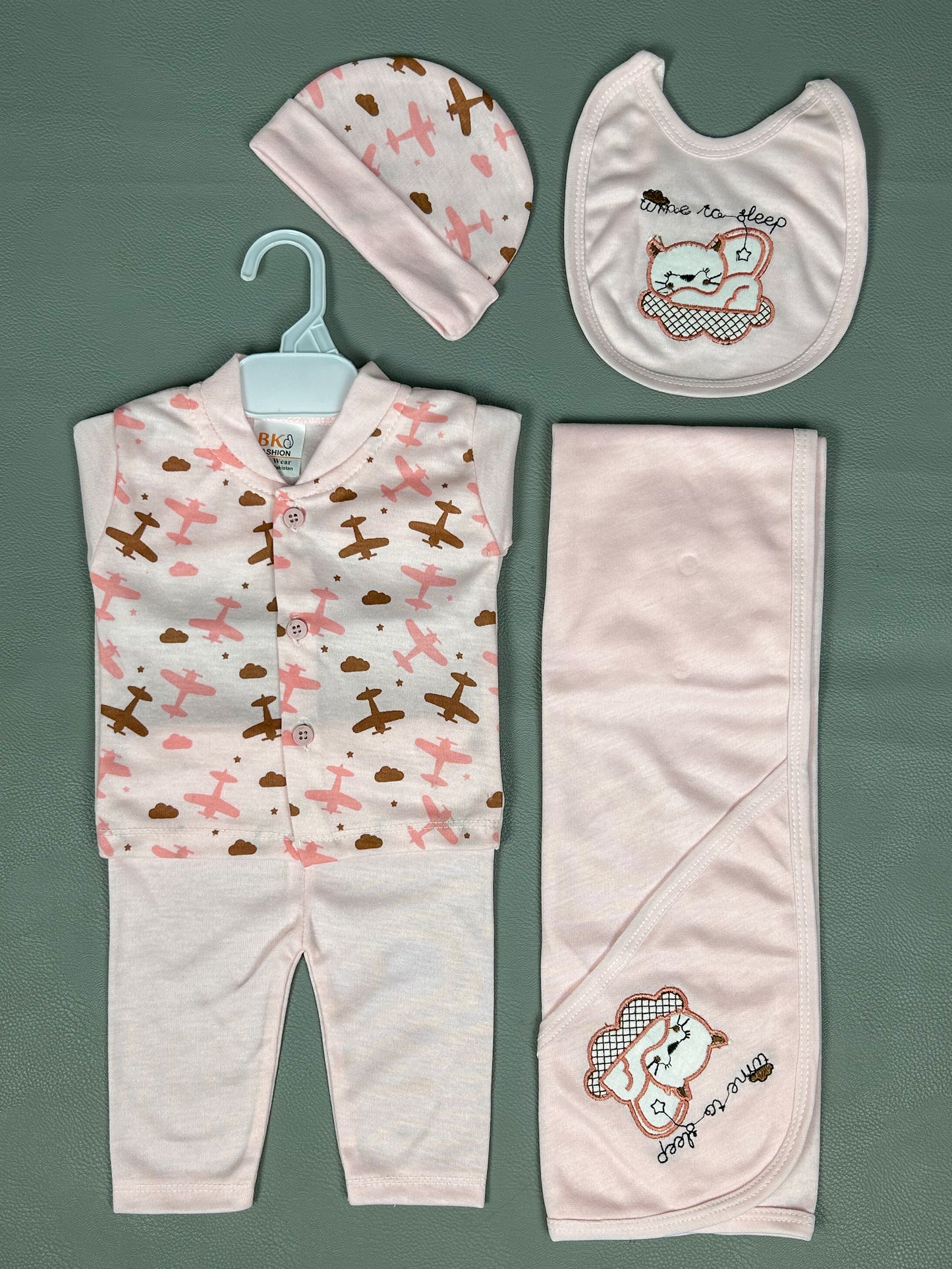0Mth - 3Mth Sleep Light Pink 5Pcs Gift Set For Newborn HG NBGS154