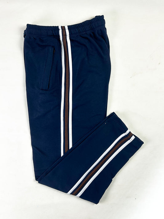 Navy Blue Side Stripe Casual Trouser for Men MT245