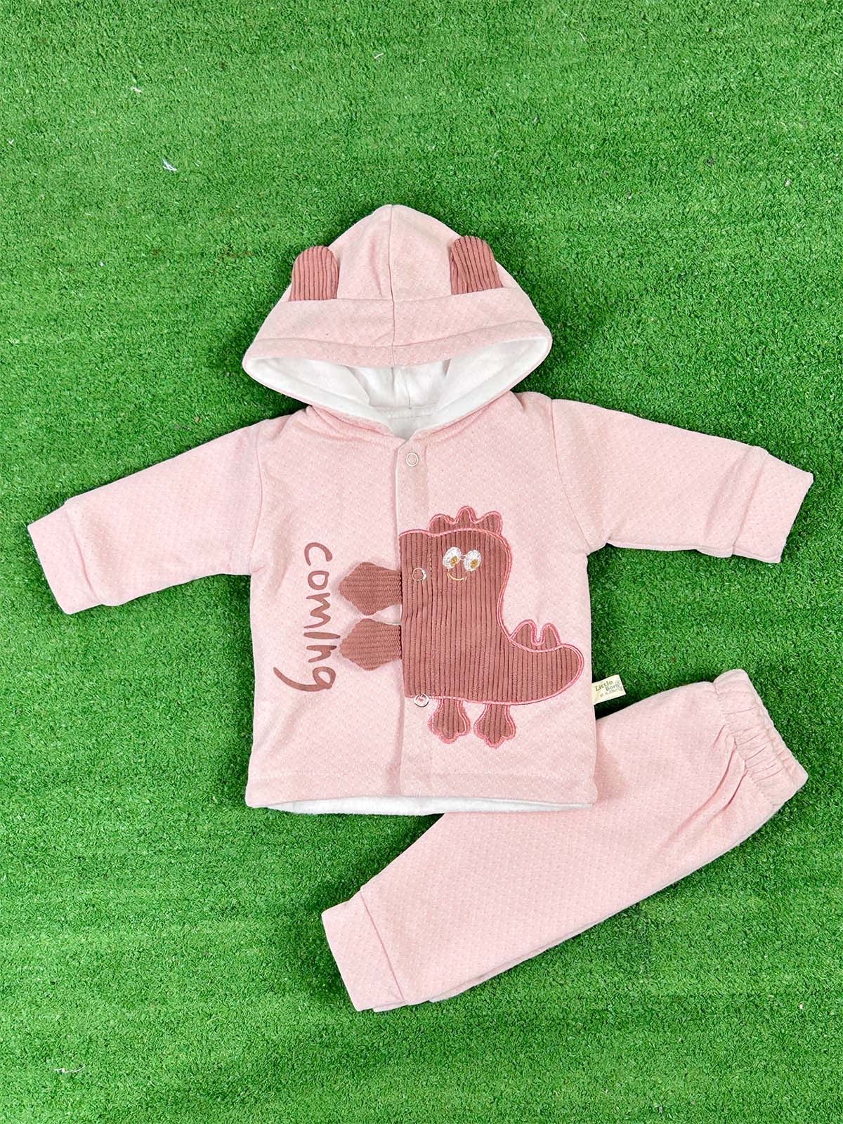 0Mth - 3Mth Fleece Pink Suit For Newborns NBS656