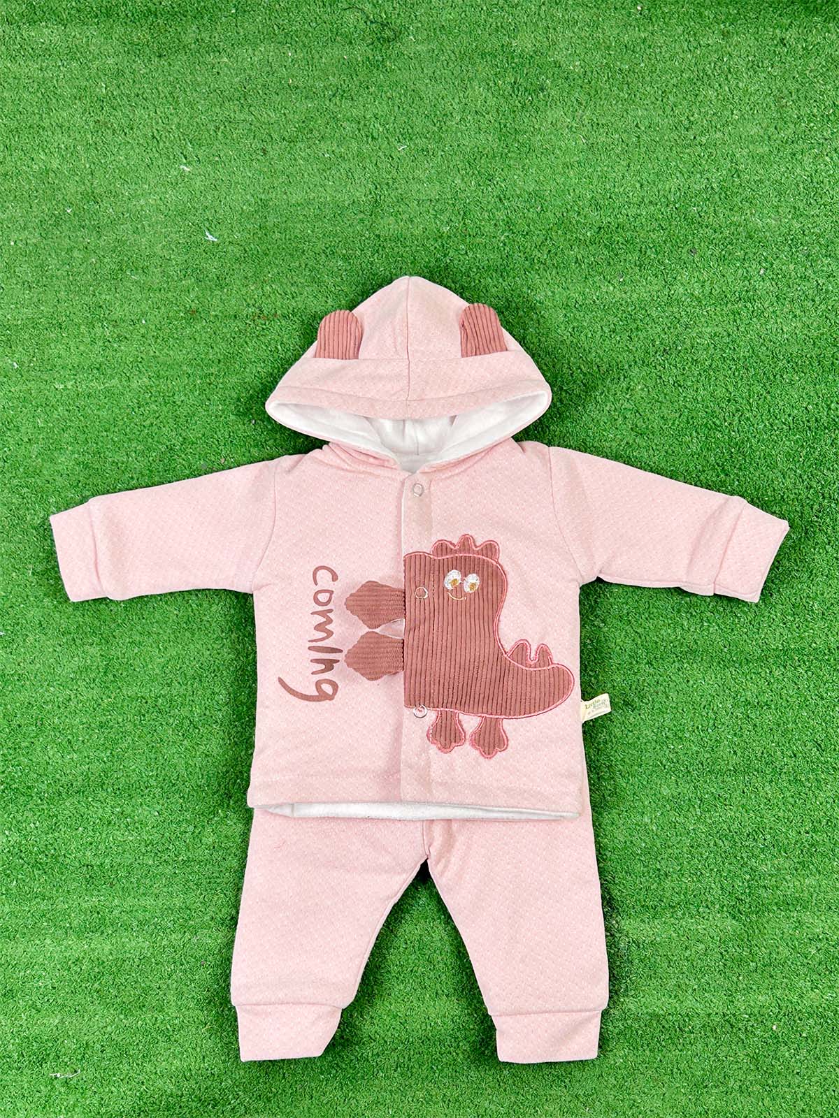 0Mth - 3Mth Fleece Pink Suit For Newborns NBS656