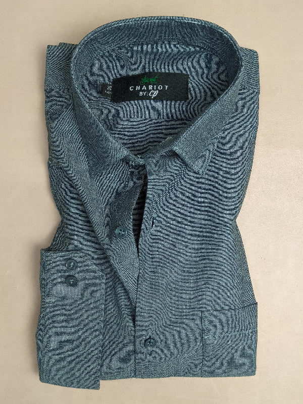 Dark Grey Chambray Formal Dress Shirt For Men ZH MFS73