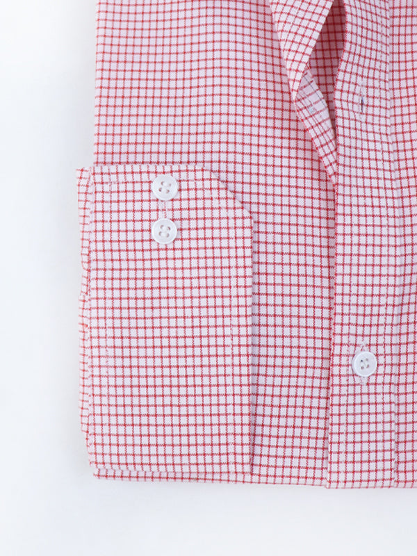 MFS12 Men's Formal Dress Shirt Pink Checks