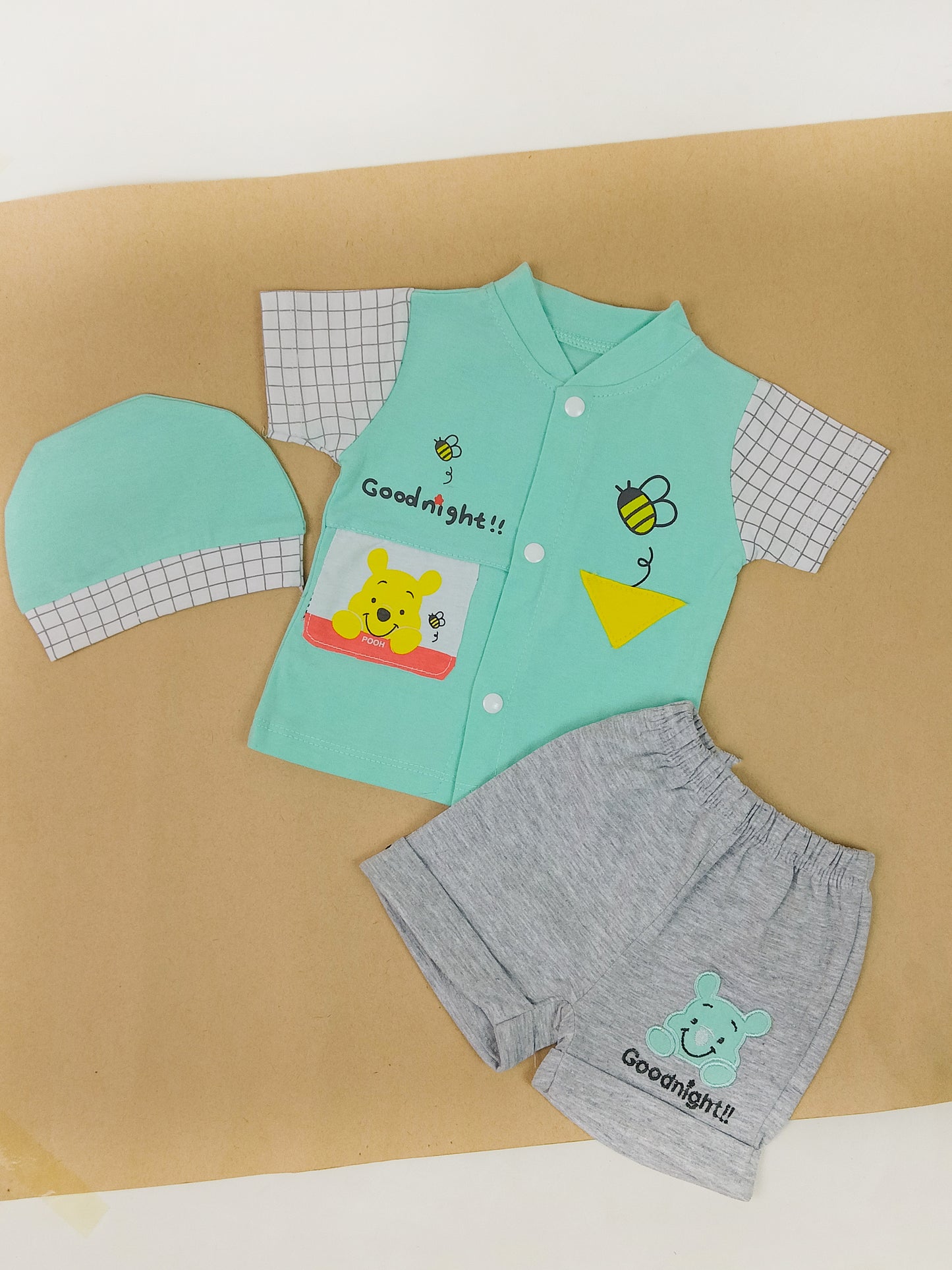 NBS02 AJ Newborn Baba Suit 0Mth - 3Mth Good Night Light Green