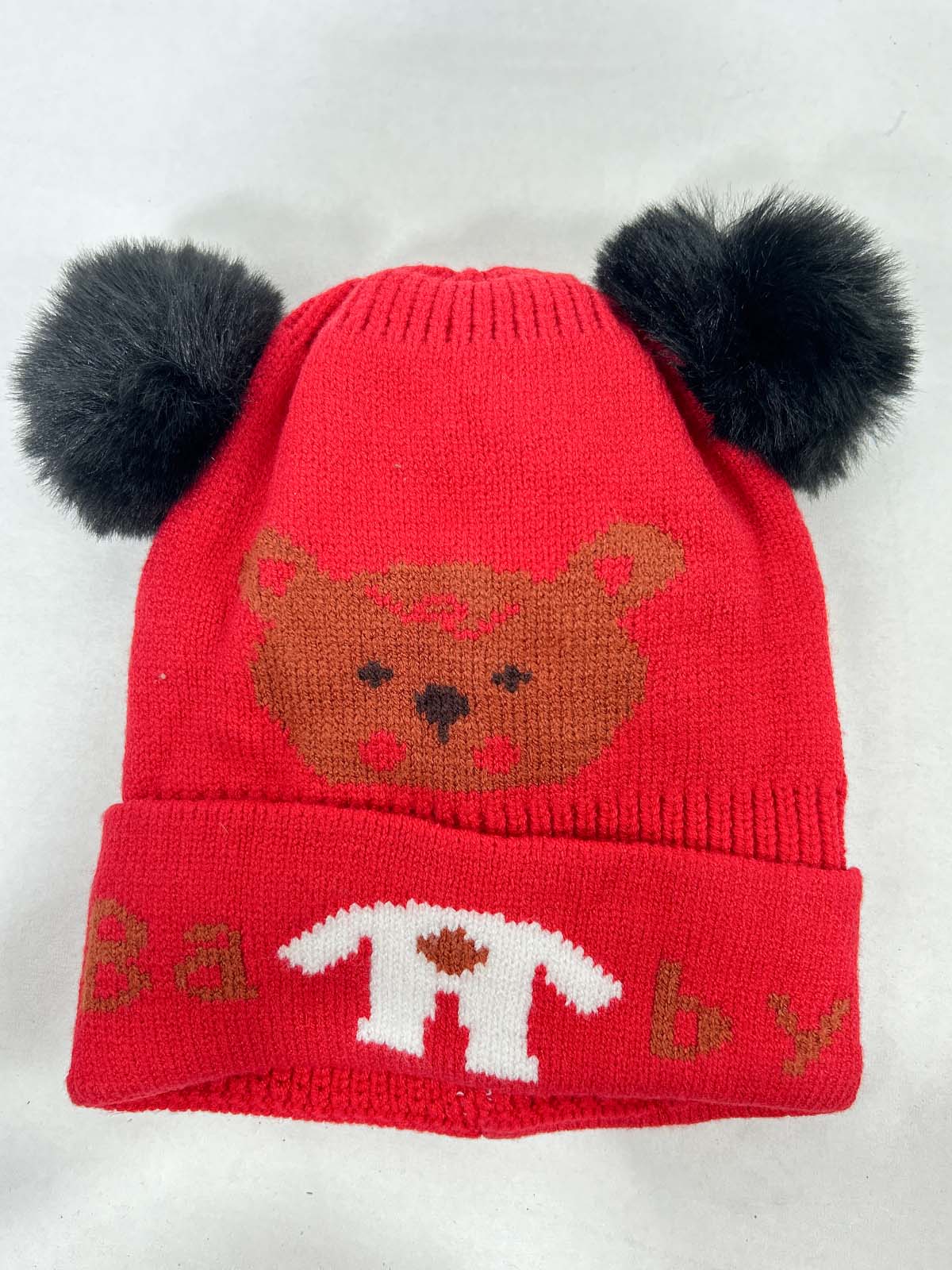 Bear Red Beanie Winter Cap For Kids BWC49