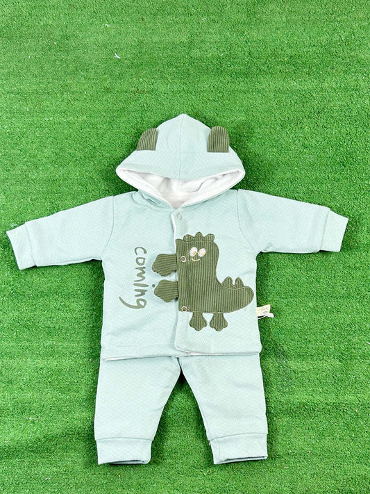 0Mth - 3Mth Fleece Green Suit For Newborns NBS657