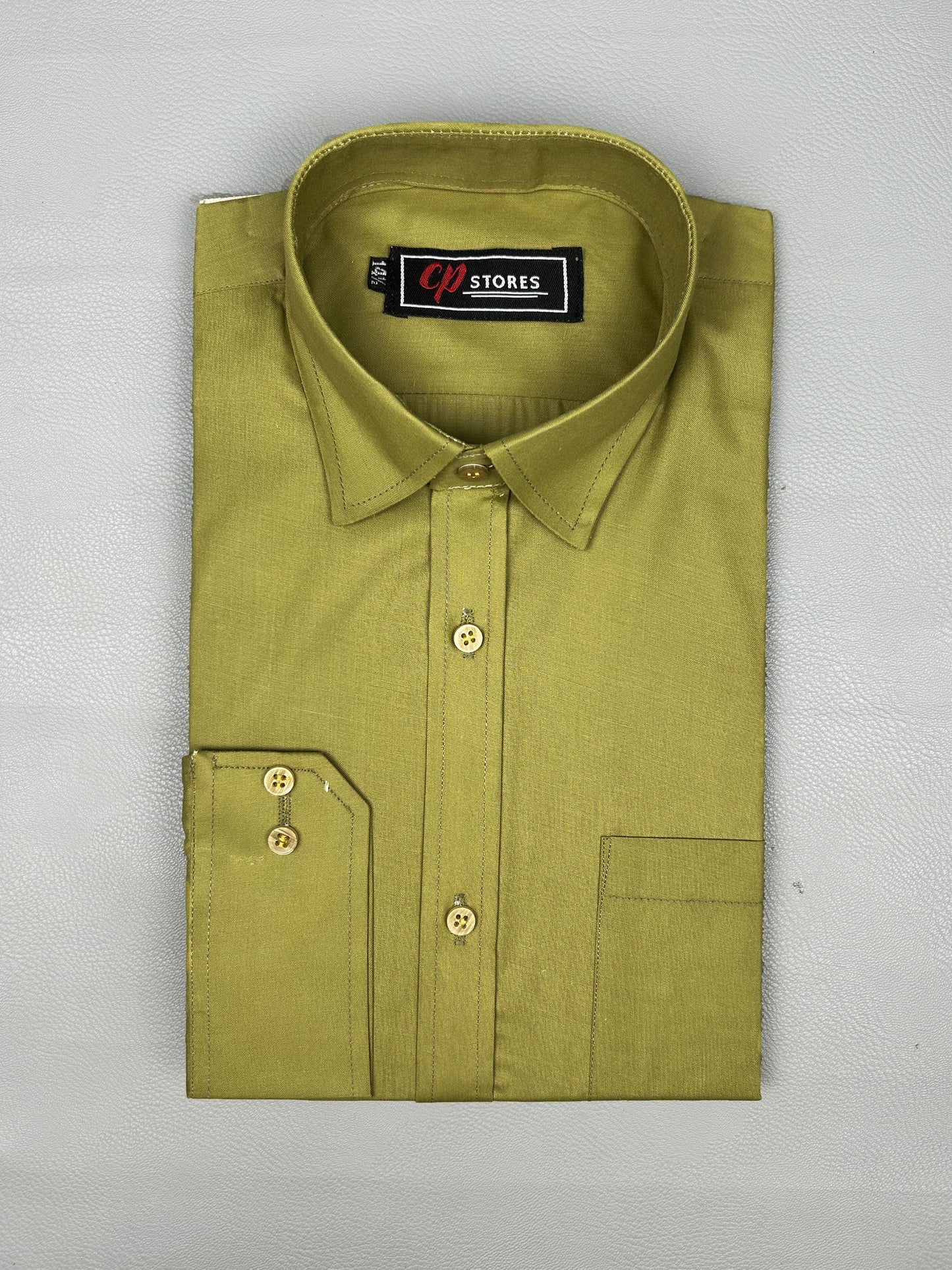 Plain Green Formal Dress Shirt For Men MFS170