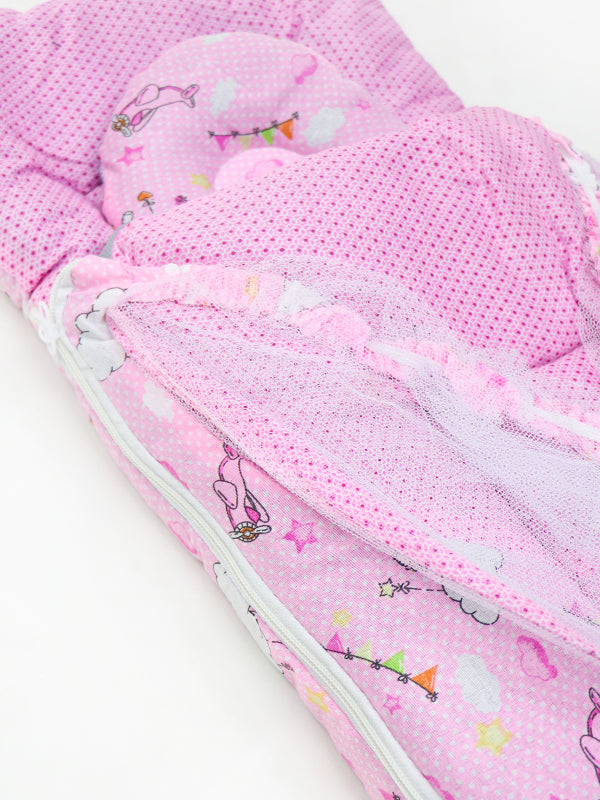 N 2Pcs Newborn Baby Sleeping Bag With Mosquito Net Pink