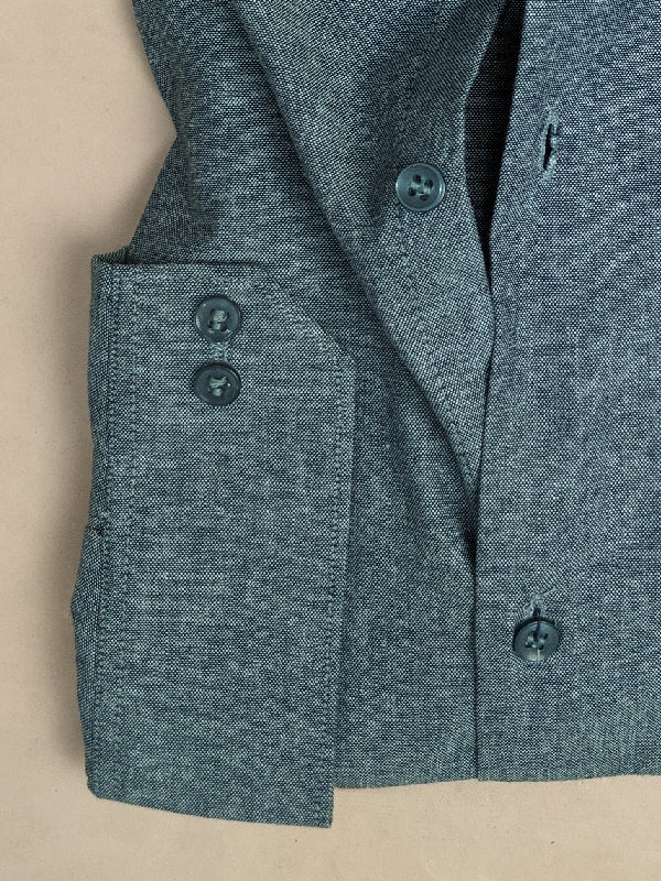 Dark Grey Chambray Formal Dress Shirt For Men ZH MFS73