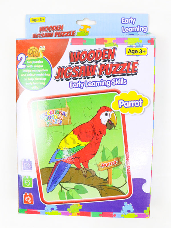 2 in 1 Wooden Jigsaw Puzzle Truck + Parrot