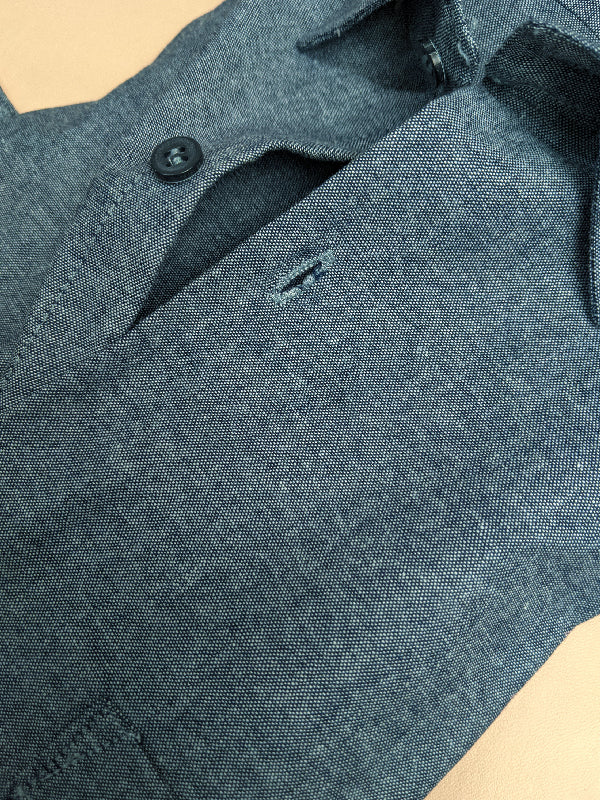 Dark Grey Chambray Formal Dress Shirt For Men ZH MFS73
