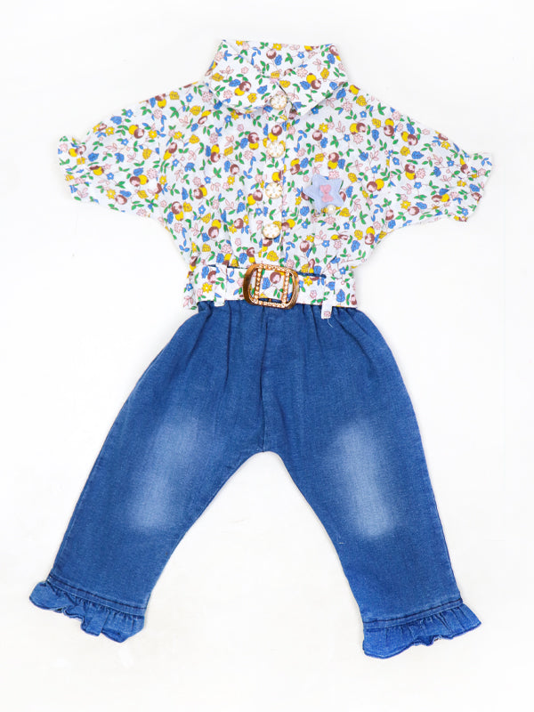 BG Girls Suit 1Yr - 4Yr Flower Designed White