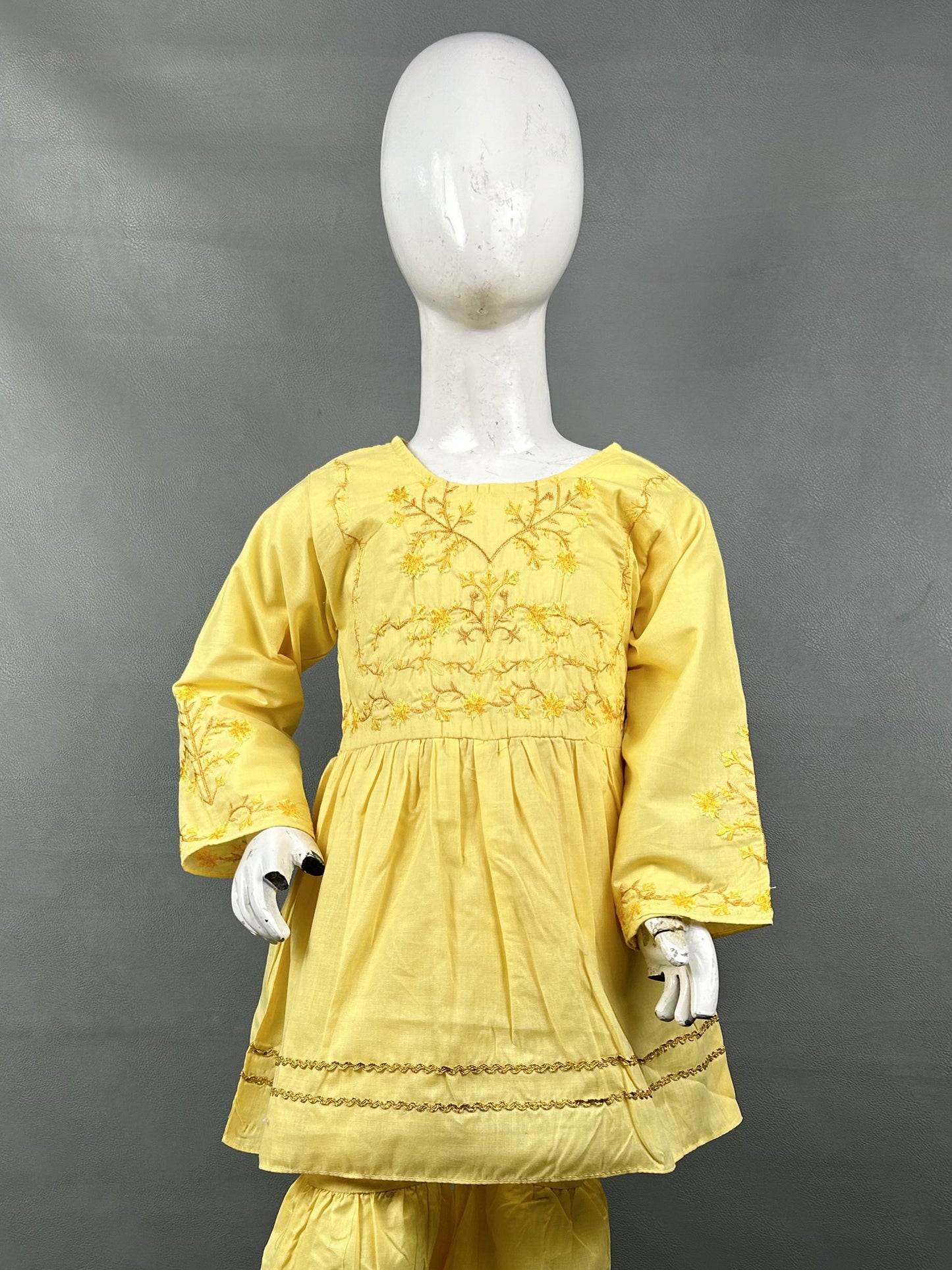 5Yr - 12Yrs Yellow Embroidered Suit For Girls RZ GS147