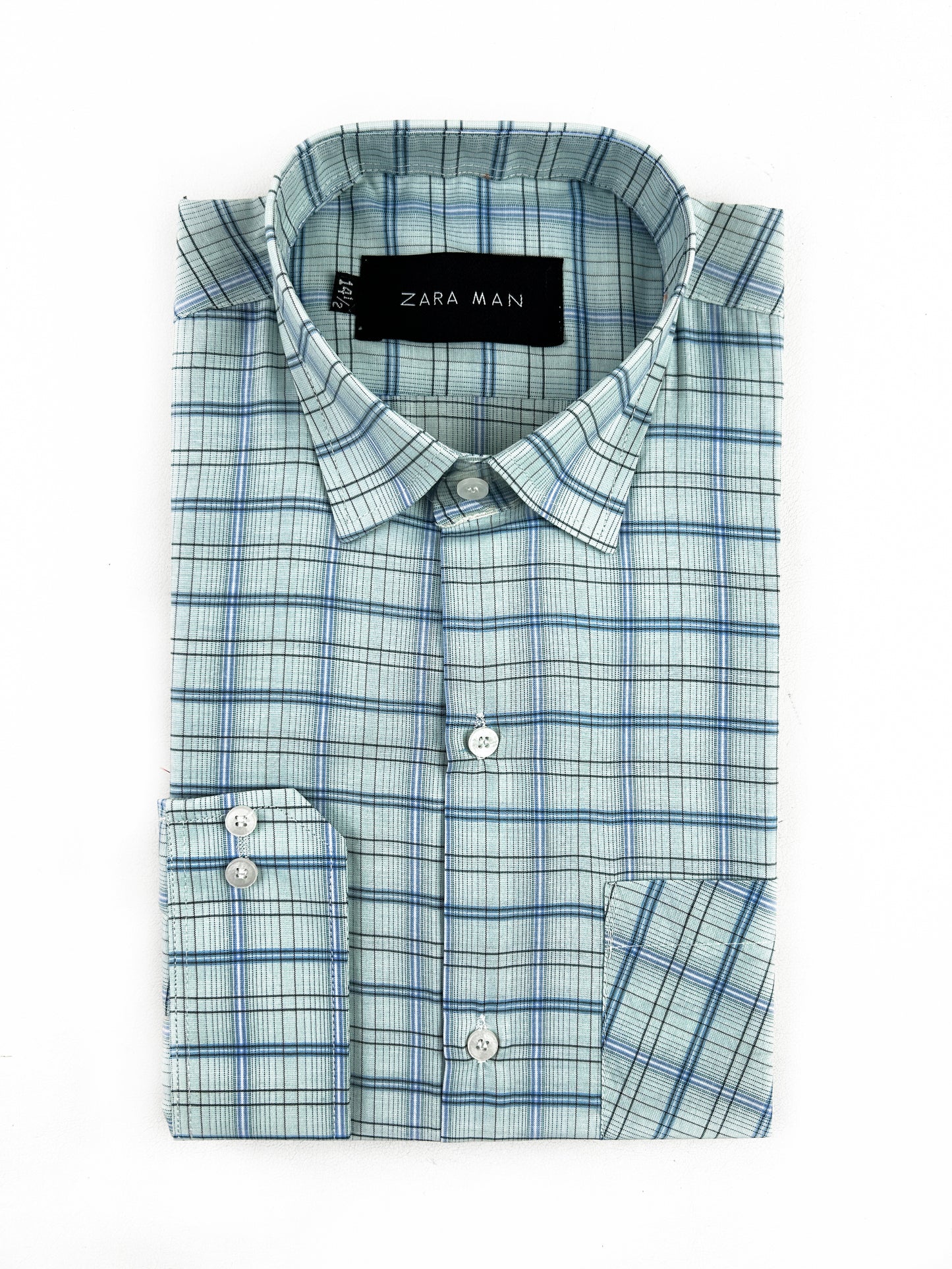 Light Green Checks Formal Dress Shirt For Men MFS329