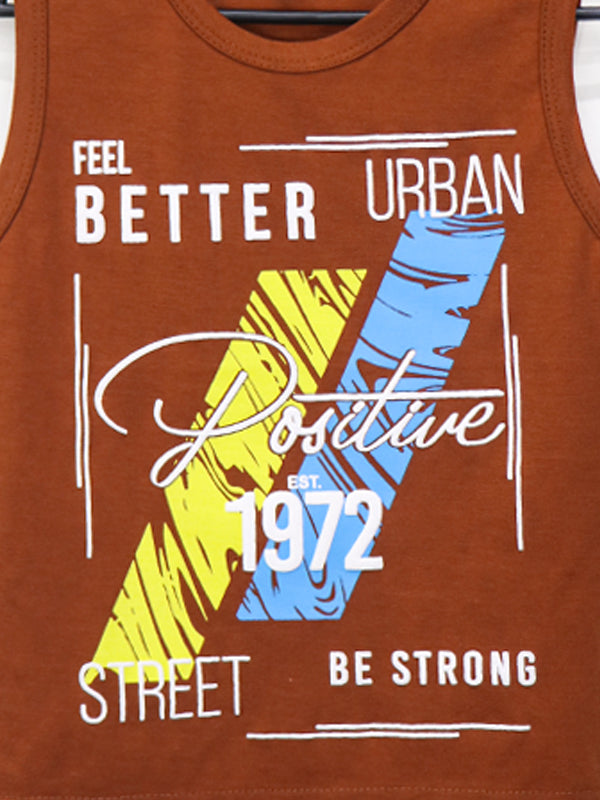AT Boys T-Shirt 2 Yrs - 8 Yrs Be Strong Brown