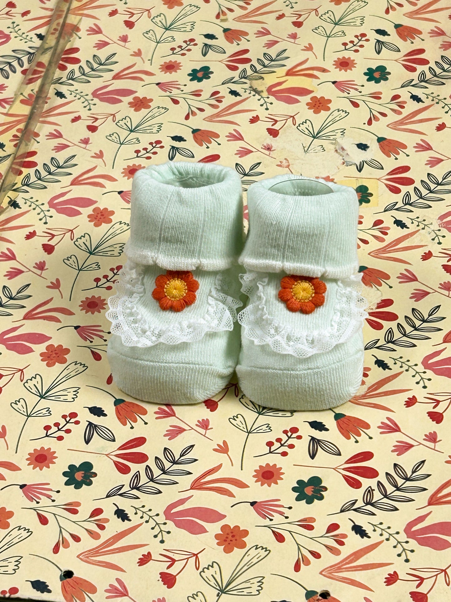 Floral Booties For Newborn NB19