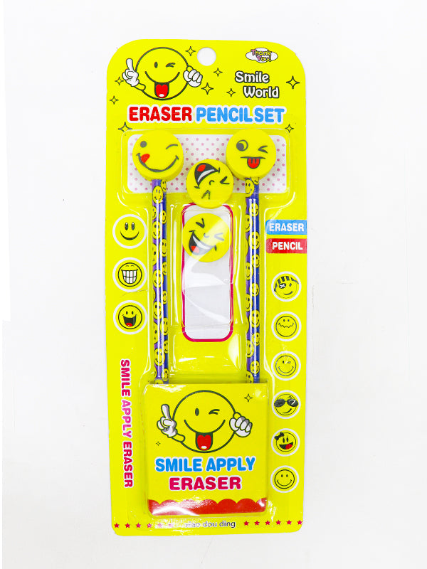Kids Smiley Eraser Pencil Set