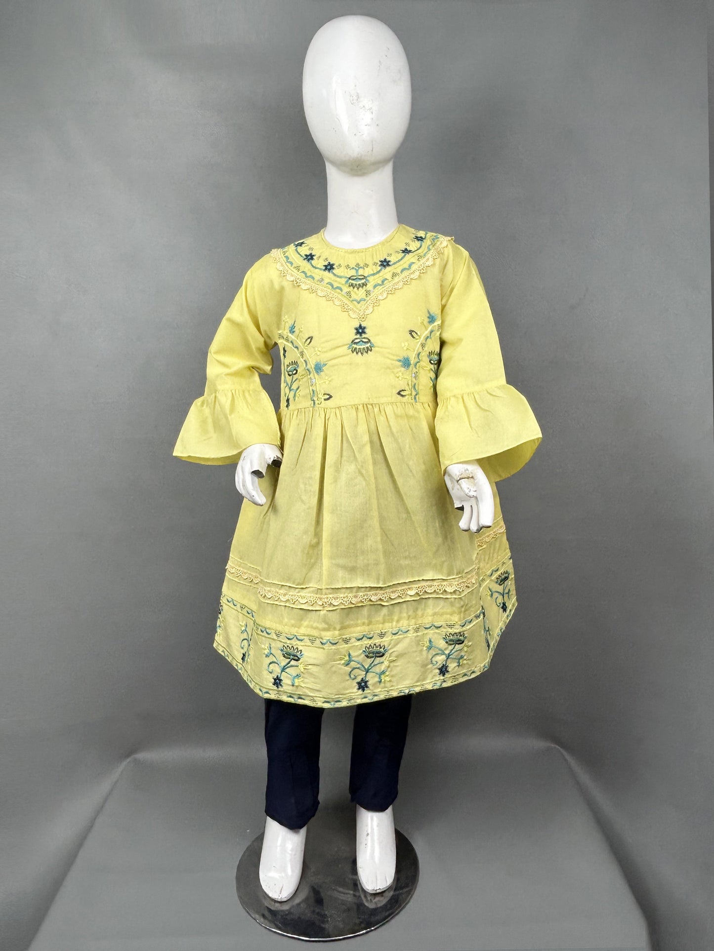 5Yr - 12Yrs Yellow Embroidered Suit For Girls RZ GS148